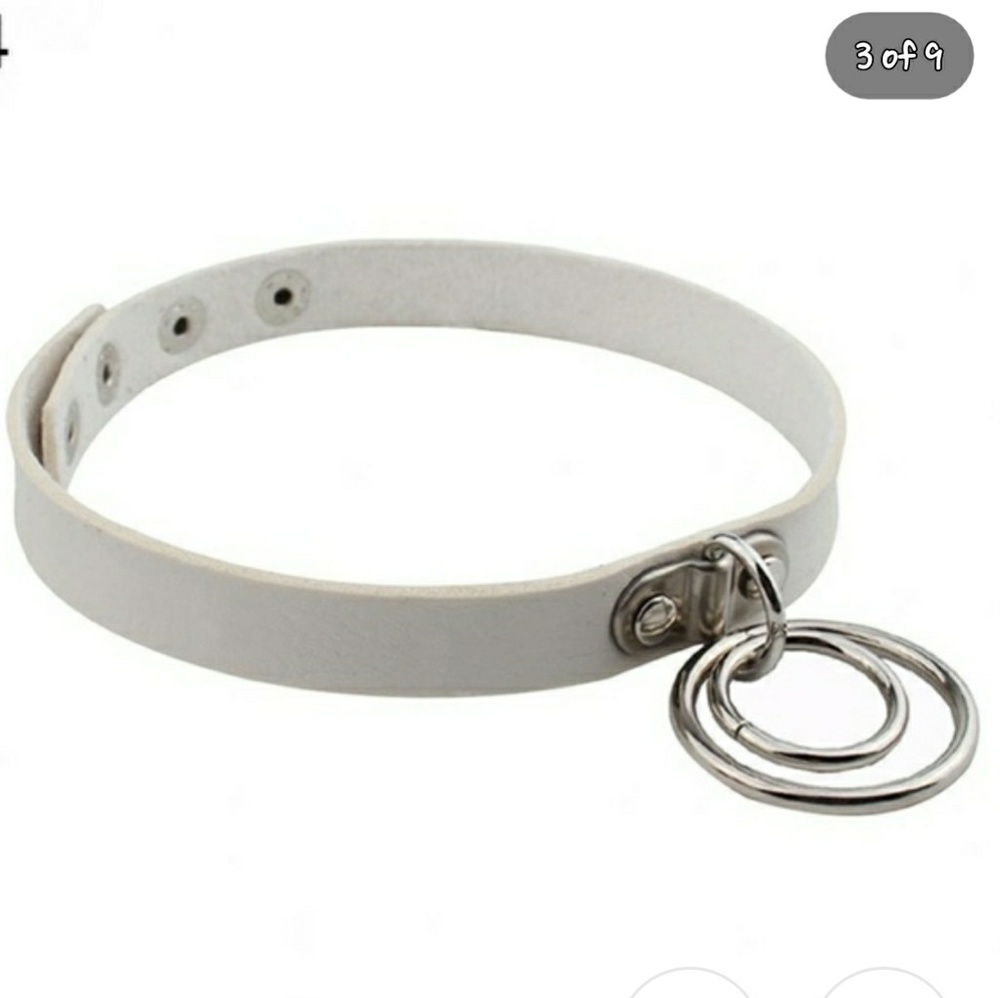 White leather collar with loops BOGO FREE